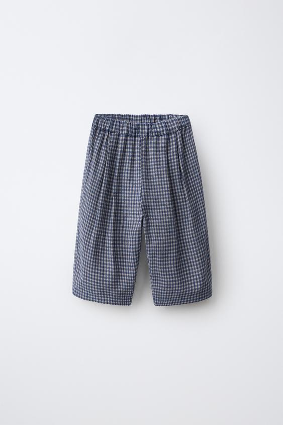 PANTALON RELAXED CARREAUX - Bleu marine de Zara - Image 0