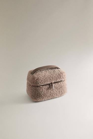FURRY TOILETRY BAG - Taupe Grey by Zara - Image 1