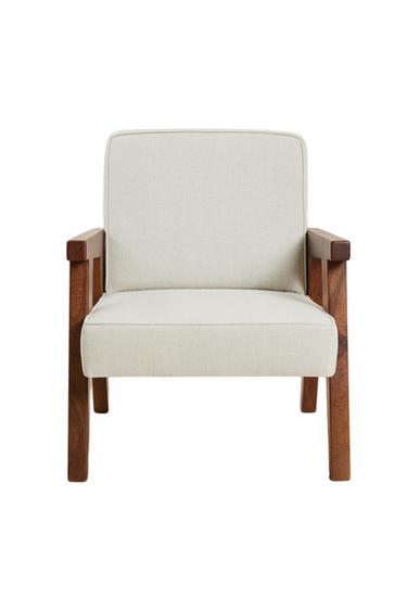 ZARA HOME BY BLASCO UPHOLSTERED WALNUT ACCENT CHAIR - Ecru by Zara