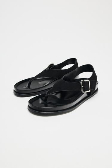 FLAT SUEDE SANDALS - Black by Zara - Image 3