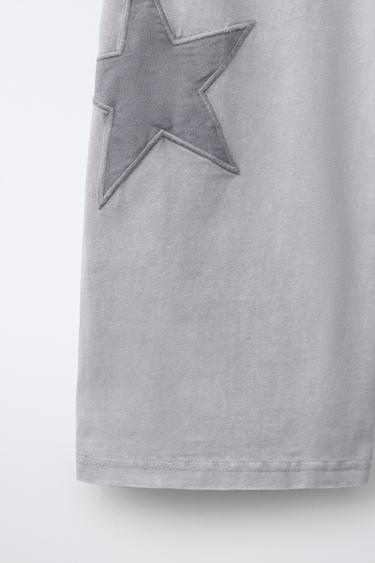 WASHED EFFECT STAR WIDE-LEG TROUSERS - Grey by Zara - Image 3