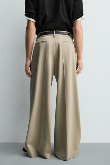 PANTALON COUPE LARGE À PLIS - Beige de Zara - Image 2