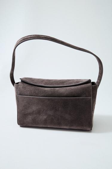 Zara MINI LEATHER HANDBAG - Brown