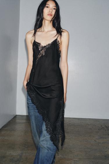 ASYMMETRIC LACE DRESS ZW COLLECTION - Black by Zara
