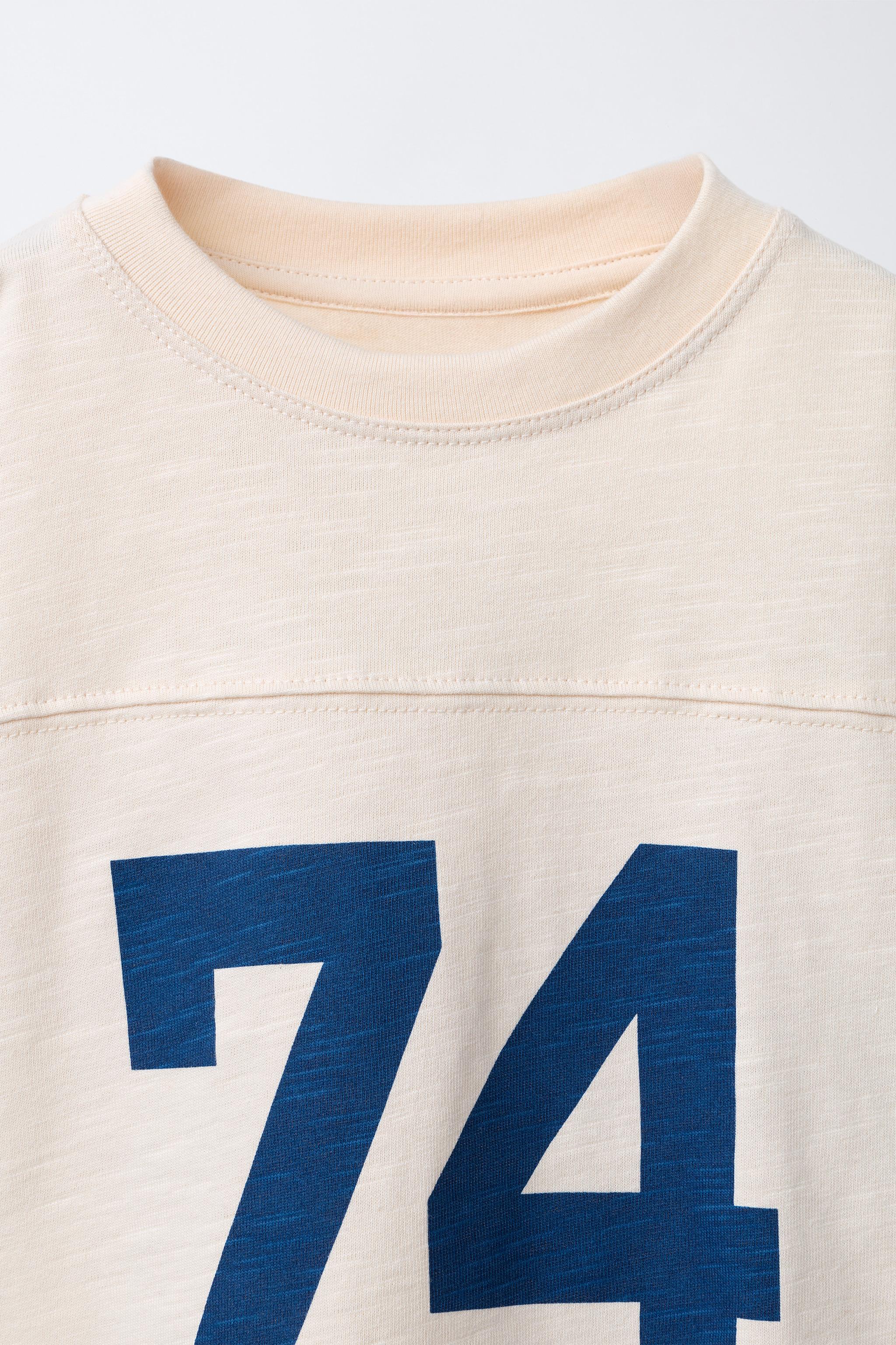 NUMBER PRINTED T-SHIRT - Oyster-white | ZARA United States