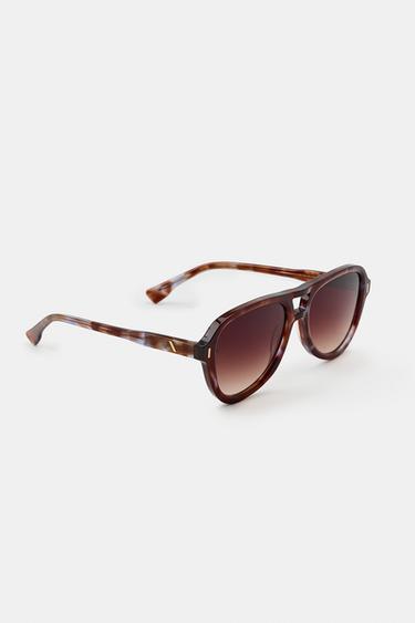 LUNETTES DE SOLEIL AVIATEUR EN ACÉTATE - Marron clair de Zara - Image 5