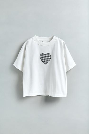 T-SHIRT À PIÈCES À CARREAUX VICHY - Blanc de Zara