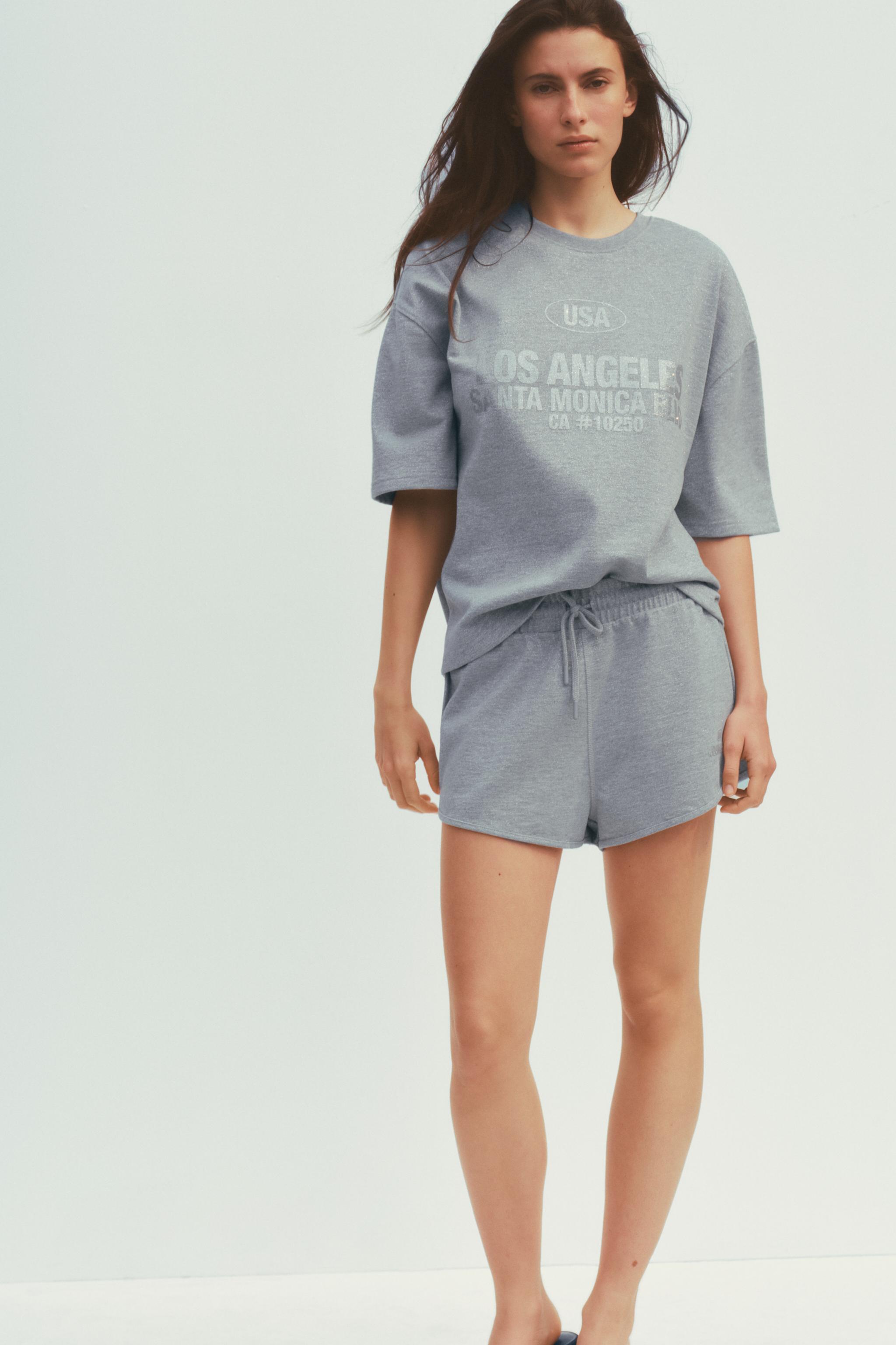 METALLIC THREAD FLEECE SHORTS - Silver | ZARA United States