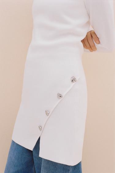 SHORT KNIT BUTTON DRESS - White by Zara
