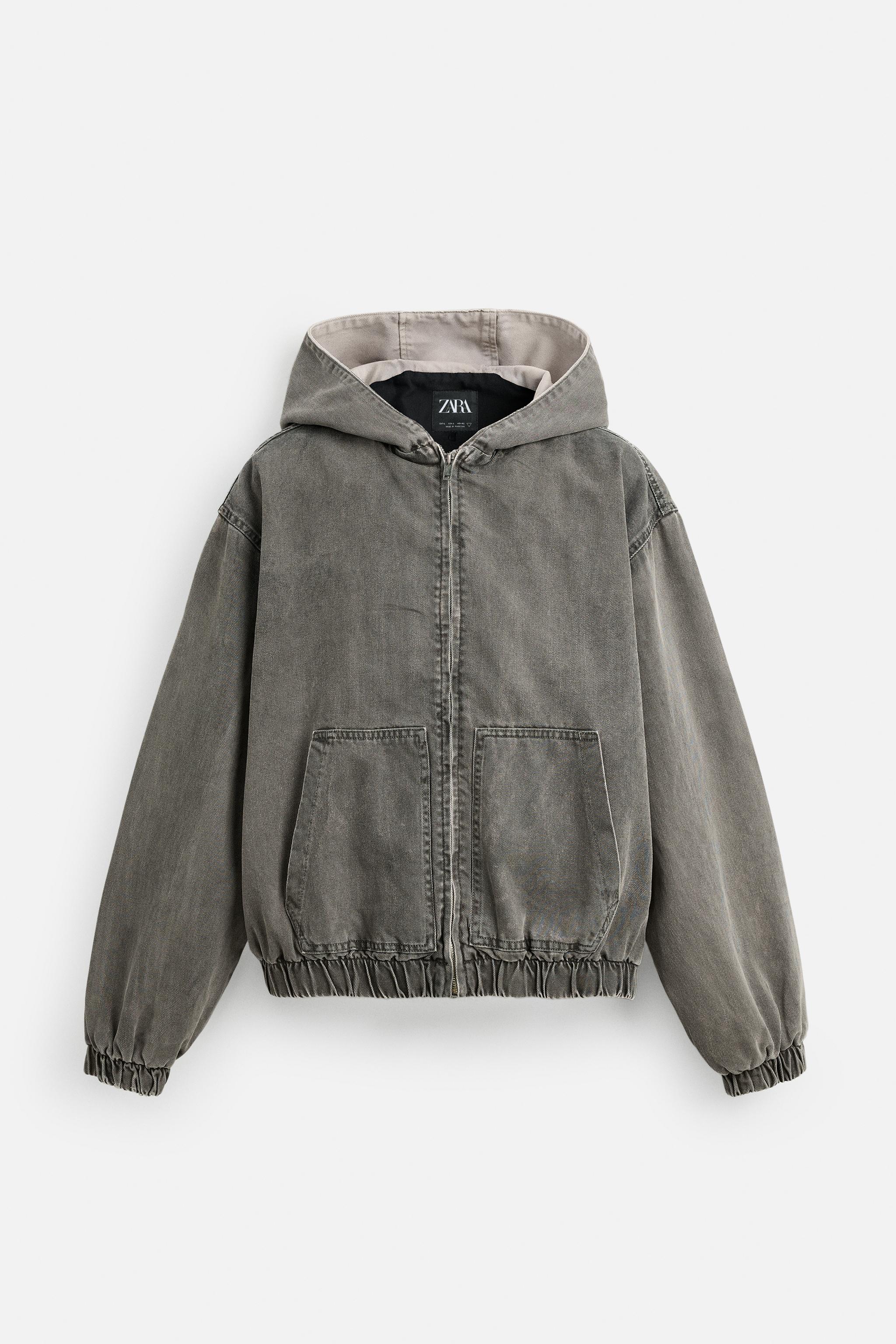 DENIM JACKET WITH HOOD - Anthracite grey | ZARA Australia