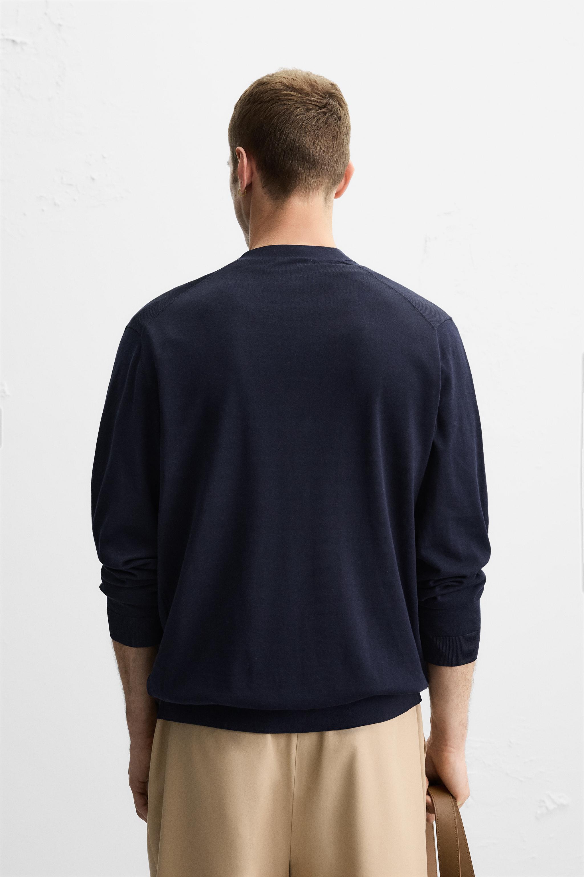 コットン - ウール カーディガン - ネイビーブルー | ZARA Japan