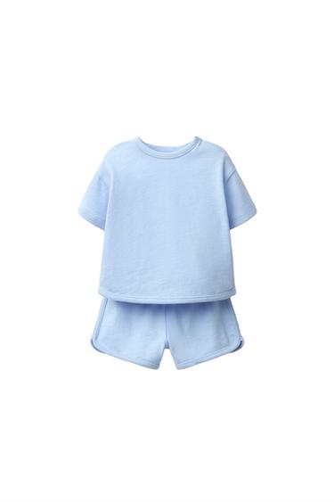 SLUB KNIT T-SHIRT AND BERMUDA SHORTS SET - Light blue by Zara