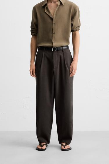FLOWING PLEATED TROUSERS - Chocolate by Zara