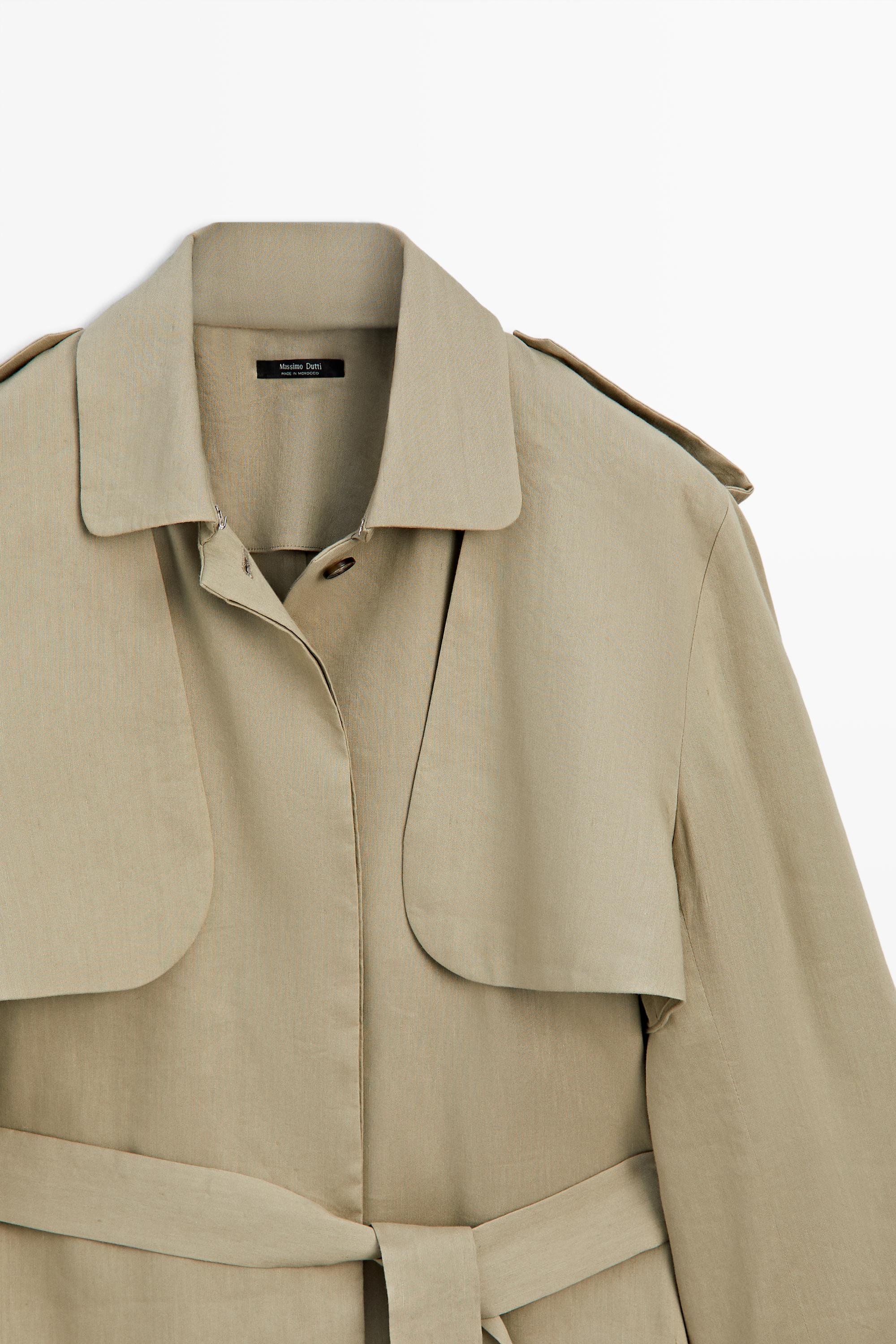 Linen blend short trench coat - STUDIO