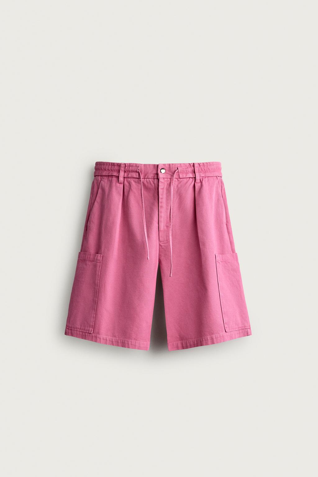 WASHED RELAXED FIT CARGO BERMUDA SHORTS