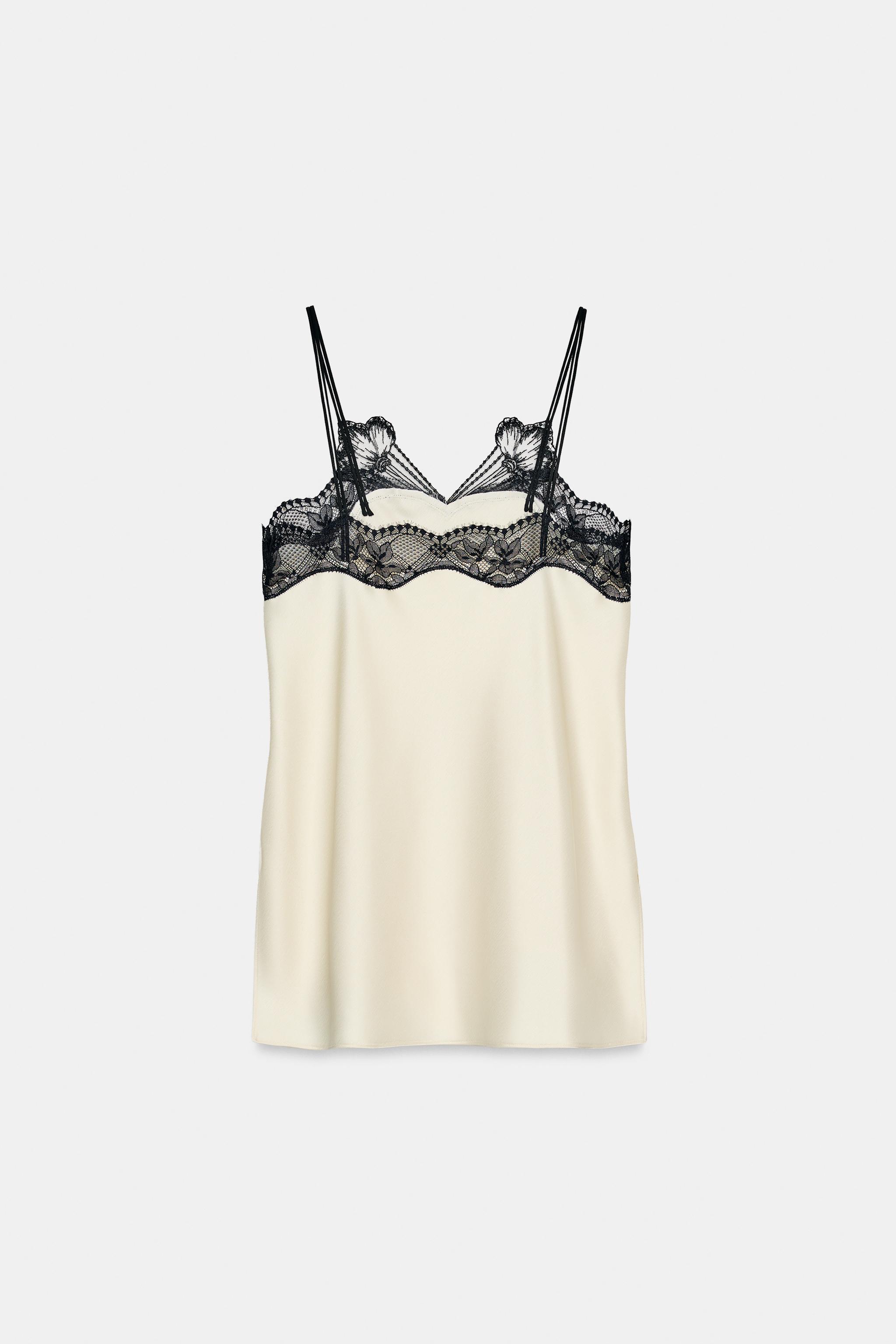 ZW COLLECTION コントラストレーストップス - エクリュ | ZARA Japan