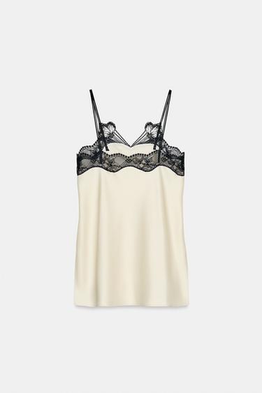 ZW COLLECTION CONTRAST LACE TOP - Ecru by Zara - Image 7