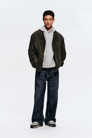 Zara 麂皮皮質西裝外套 - 卡其色