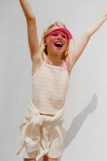 GESTREIFTES T-SHIRT MIT MODAL - Rosa von Zara