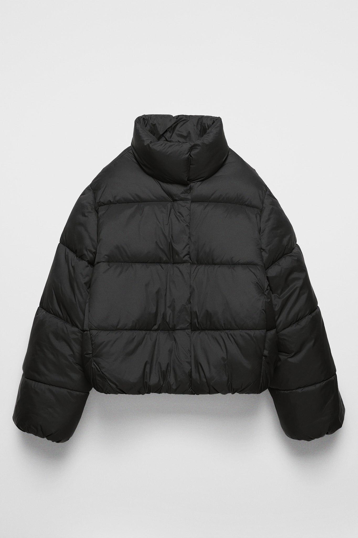 Black padded coat zara online