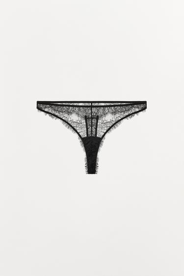 LACE THONG - Black by Zara