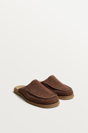 LEATHER CLOGS - Brown by Zara