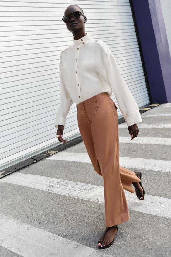 PLEATED STRAIGHT LEG PANTS