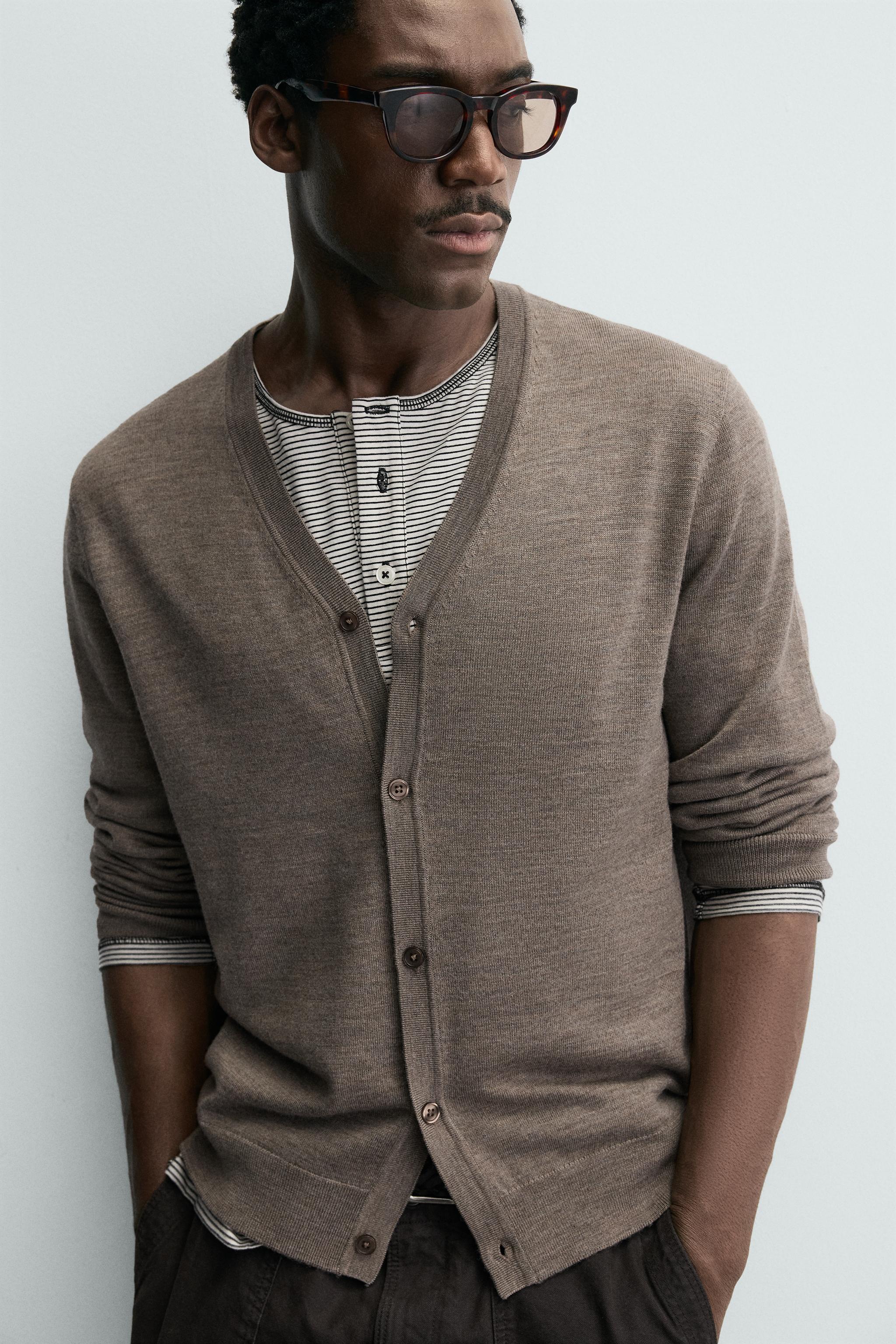 ウール100%カーディガン - ブラウン/モール | ZARA Japan / 日本