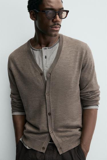 CARDIGAN 100% LAINE - Marron / Taupe de Zara - Image 5