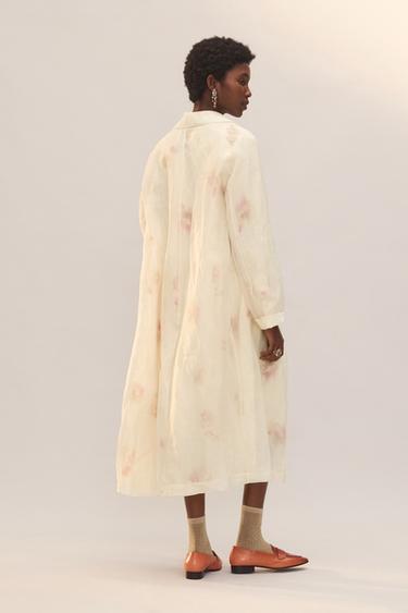 PRINTED SILK FROCK COAT - LIMITED EDITION - Oyster-white by Zara - Image 2