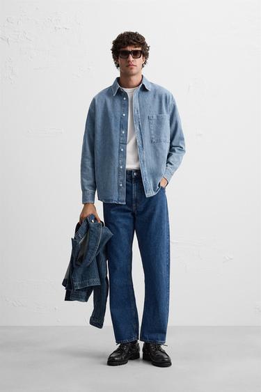 CAMISA DENIM RELAXD FIT - Azul claro de Zara - Imagen 0