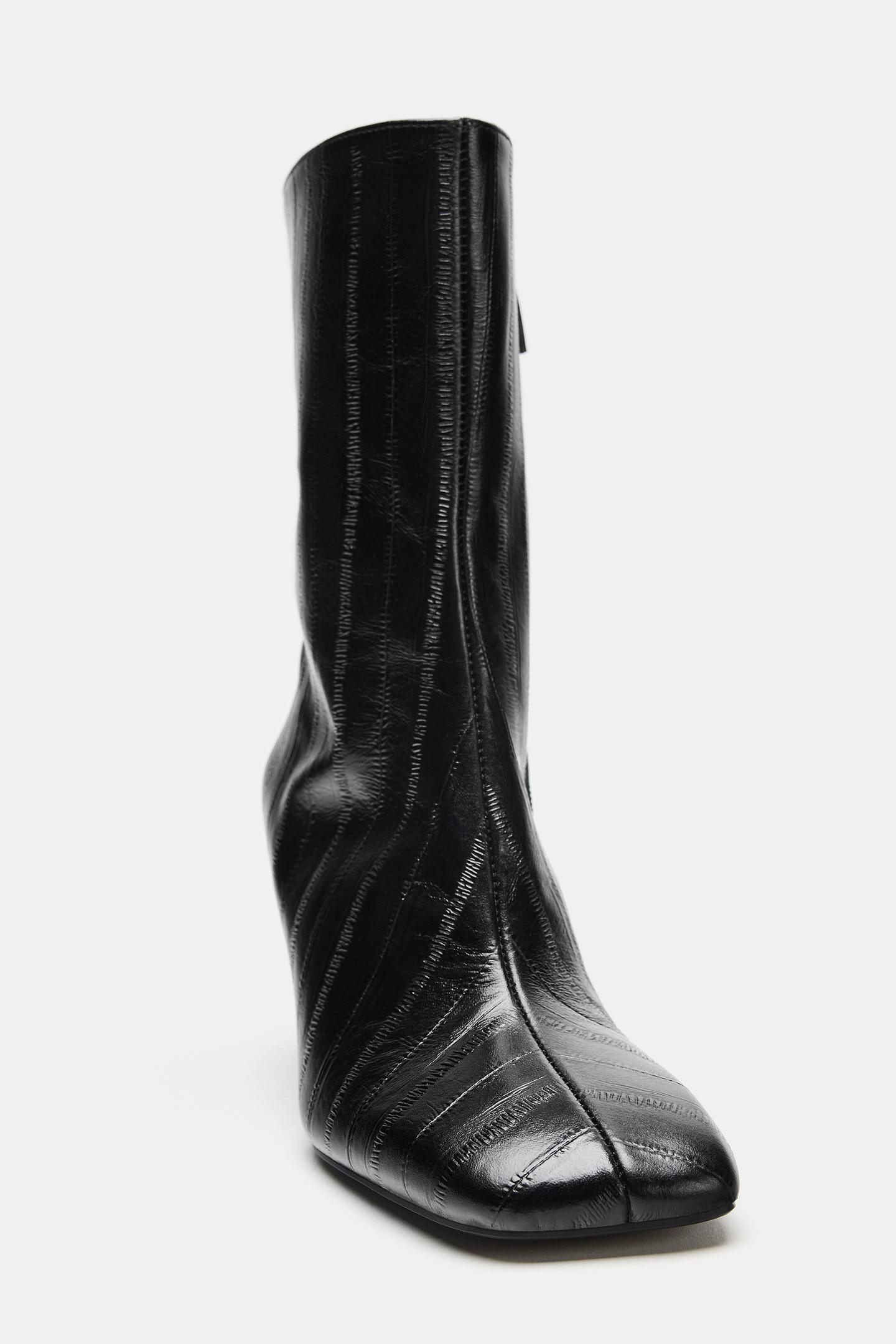 Женские ботинки Zara Limited Edition Leather Ankle, цвет: Чёрный — фото 6