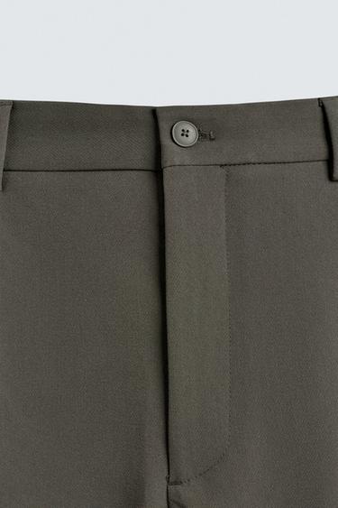 RELAXED FIT PLEATED TROUSERS - Green by Zara