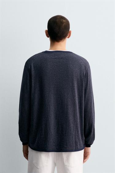 COTTON - CASHMERE STRIPED SWEATER - Grey / Blue by Zara - Image 2