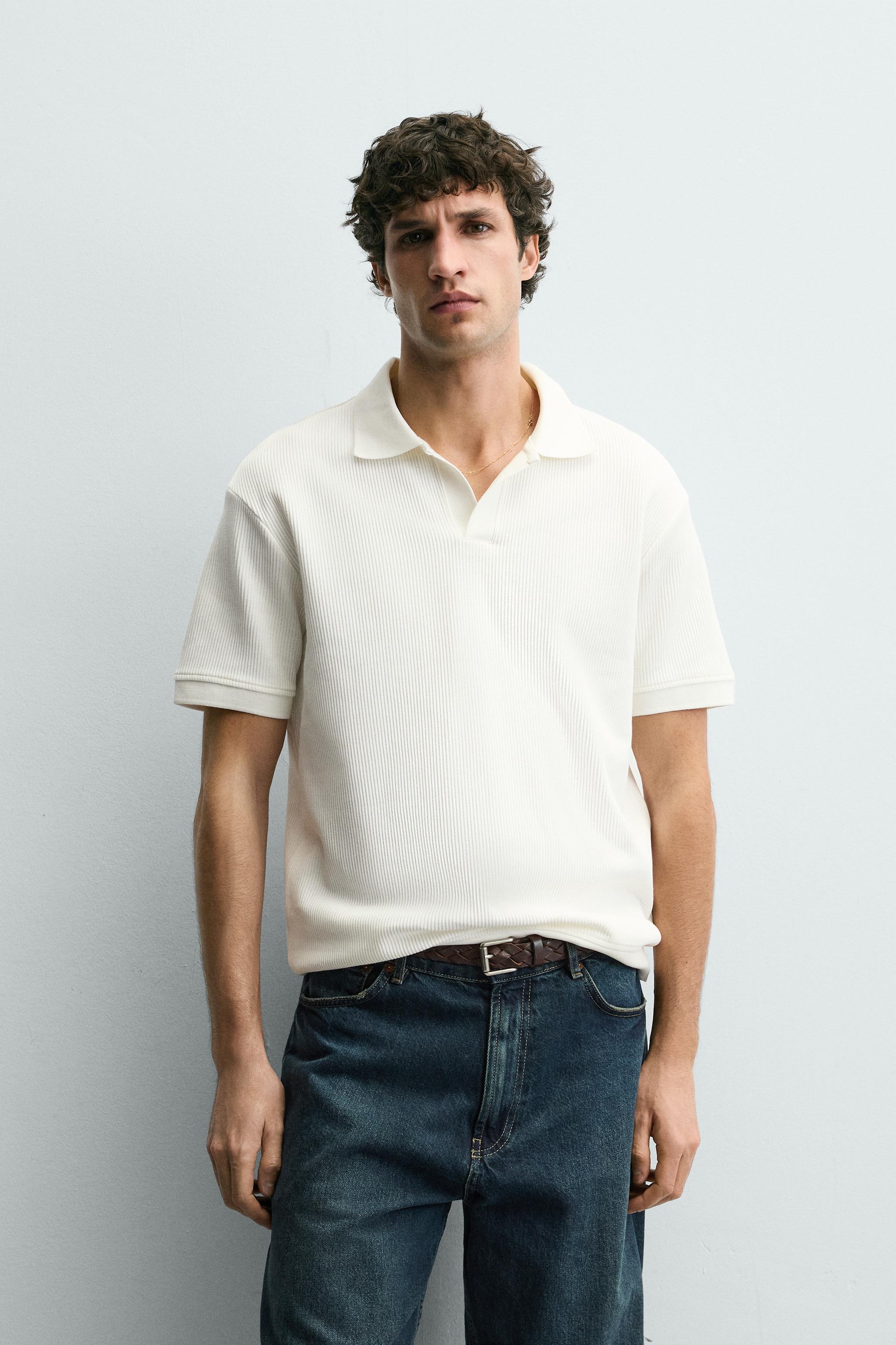 DİKEY DOKULU POLO T-SHIRT - Белый - Kirli-beyaz - фото 2