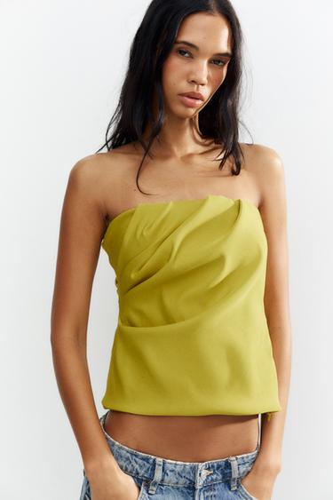 TOP BANDEAU STRETCH - Mostaza de Zara
