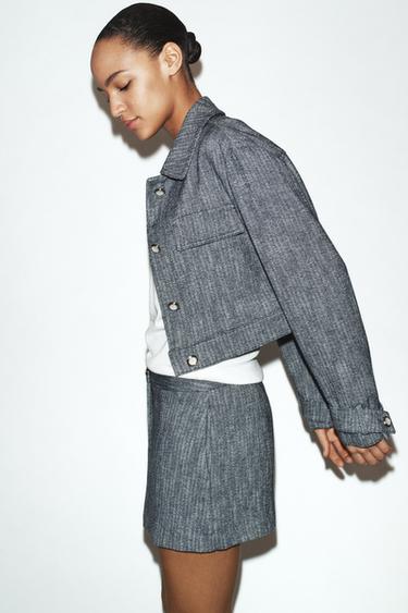 SHORT TEXTURED JACKET - Blue/White by Zara - Image 3