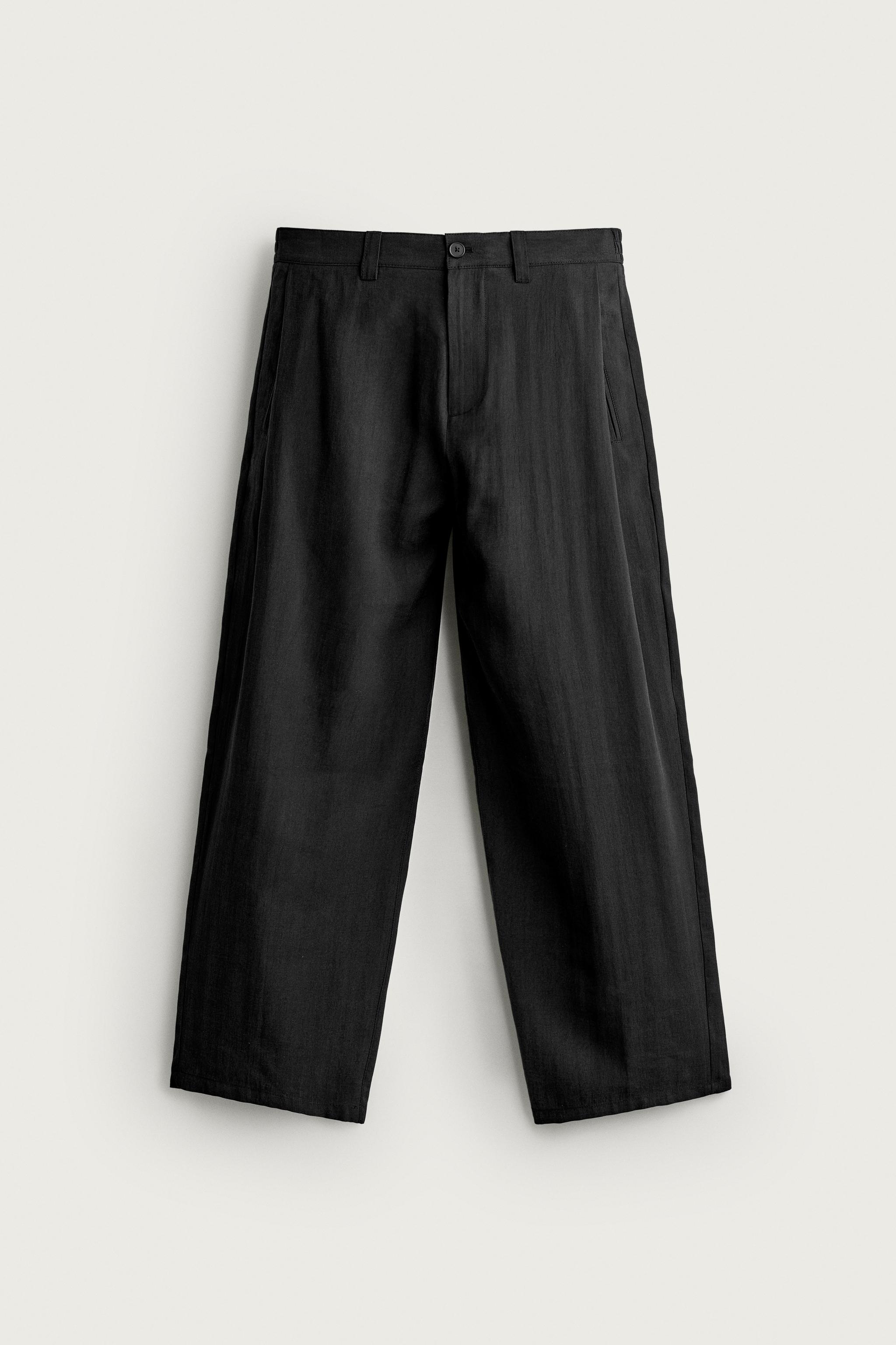Мужские брюки Zara FLOWY SIDE PLEAT PANTS — фото 8