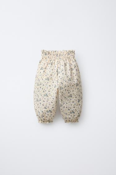 FLORAL TEXTURED TROUSERS - Ecru by Zara - Image 1