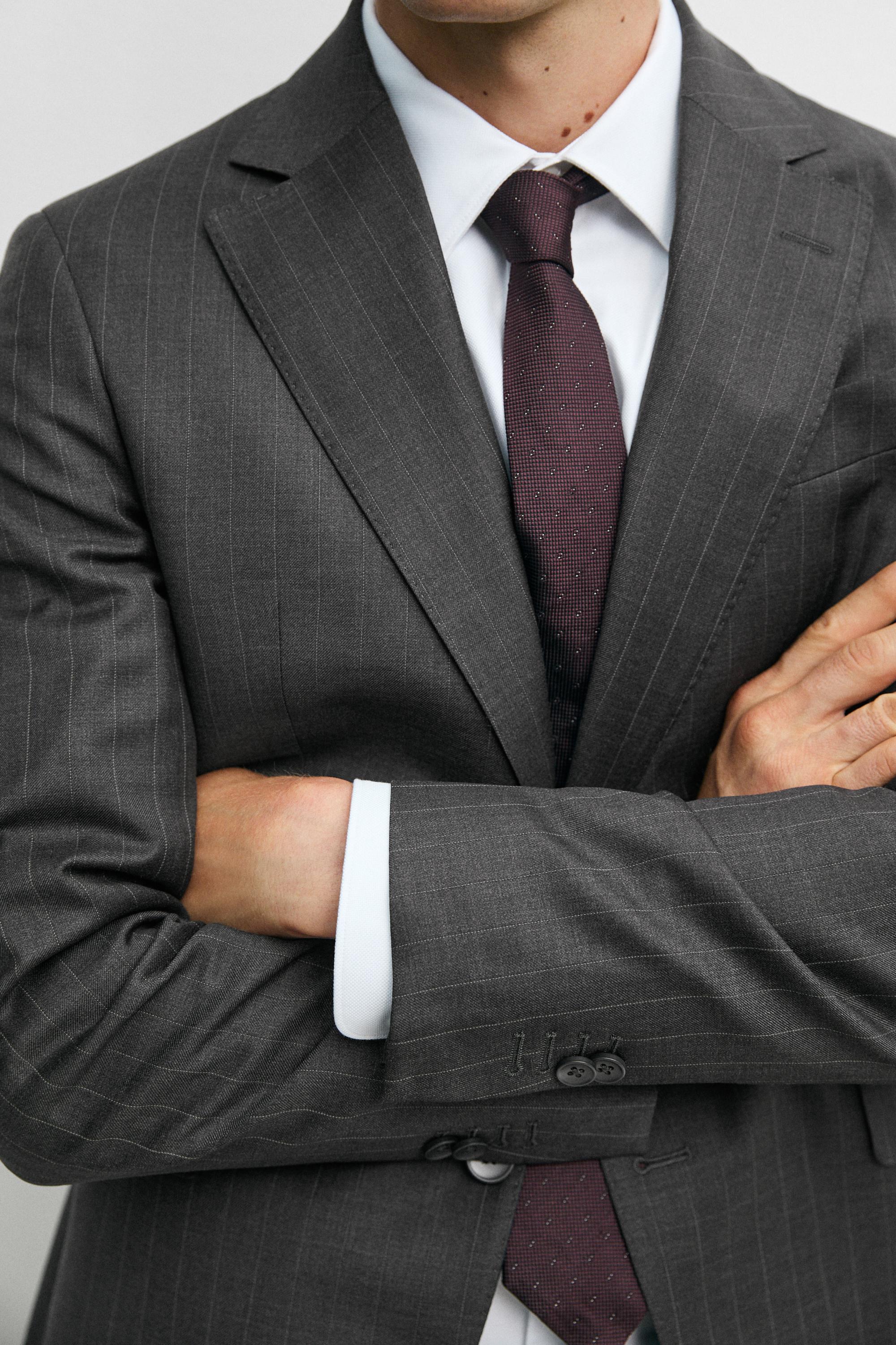 100% wool striped suit trousers