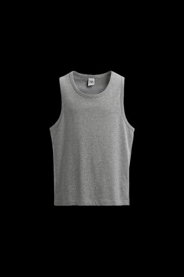 TANKTOP MIT BORDÜRE – LIMITED EDITION - Grau meliert von Zara