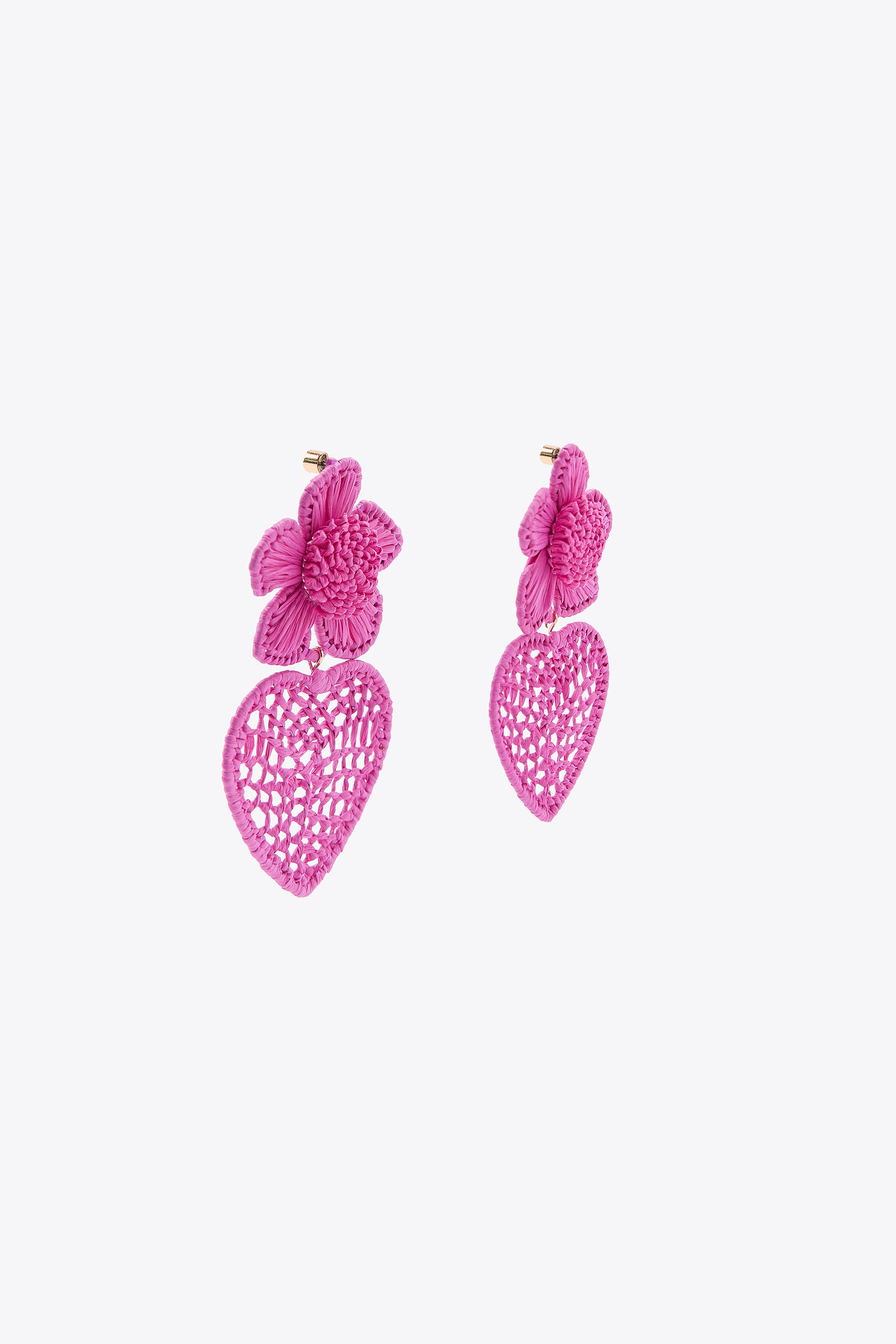 RAFFIA FLORAL HEART EARRINGS