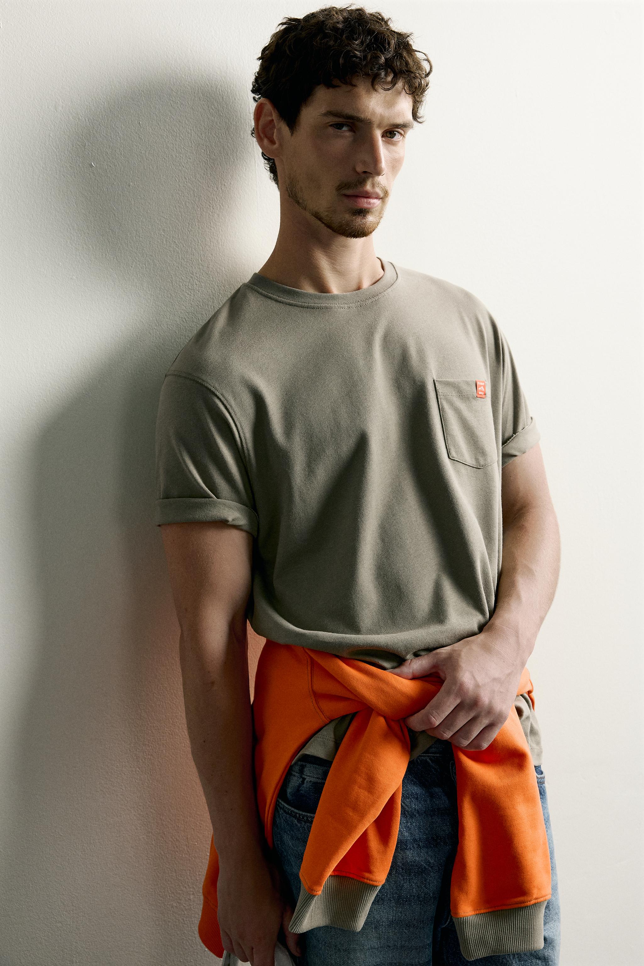 Мужские футболки Zara REGULAR FIT POCKET T-SHIRT — фото 5
