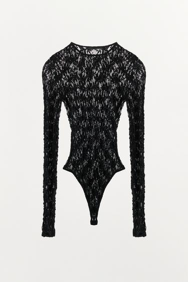 LACE BODYSUIT — Black 1