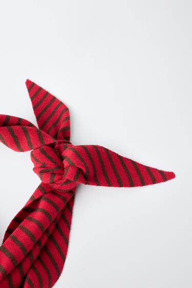 TRIANGULAR STRIPED KNIT BANDANA — Red 2
