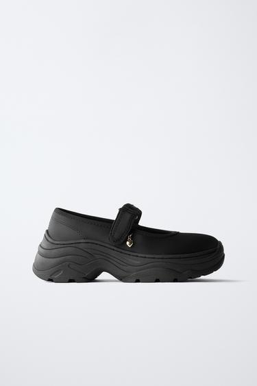 Zara 厚底運動風芭蕾舞鞋 - 黑色