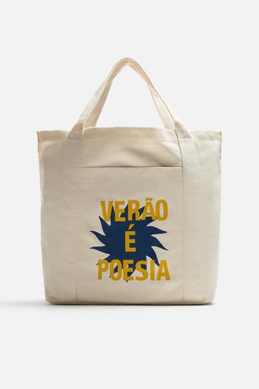 FABRIC SHOPPER BAG - Ecru White by Zara - Image 0