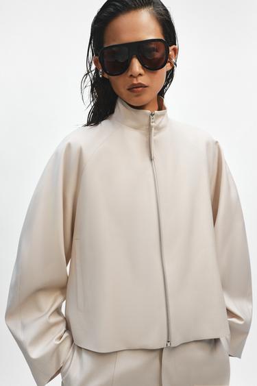 БОМБЕР НА МОЛНИИ — ZW COLLECTION — БЕЖЕВЫЙ от Zara