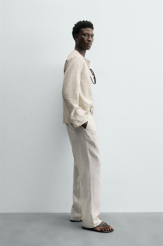 Spodnie regular fit ze 100% lnu