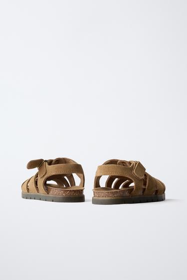 LEATHER BAREFOOT CAGE SANDALS - Dark tan by Zara - Image 5
